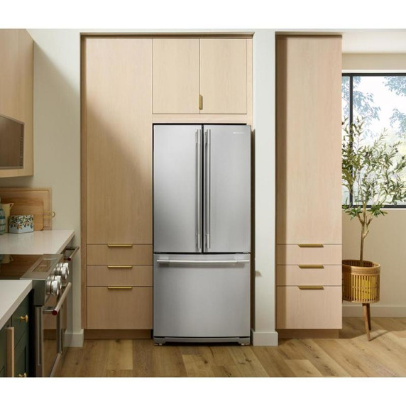 Kitchenaid® 20 cu. Ft. 30-Inch Width Standard Depth French Door Refrigerator with PrintShield® Finish and Interior Dispense KRFF330SPS