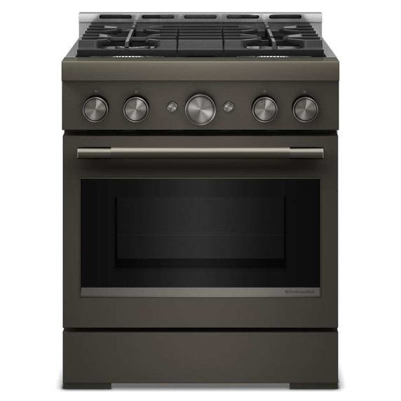 KitchenAid® 30-Inch 4 Burner Commercial-Style Gas Range with No Preheat Air Fry Mode KFGS930SBE