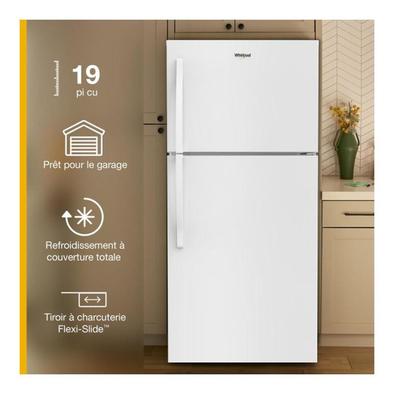 Whirlpool® 30-inch Wide Top Freezer Refrigerator with Total Coverage Cooling- 19 Cu. Ft. WRTX7419SW