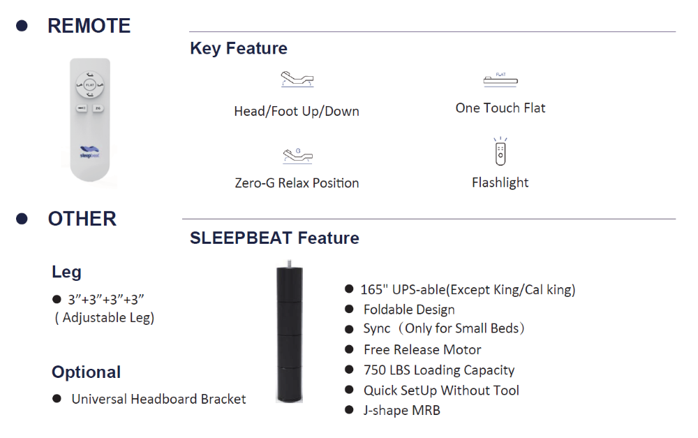 Sleepbeat SC1005 adjustable power base