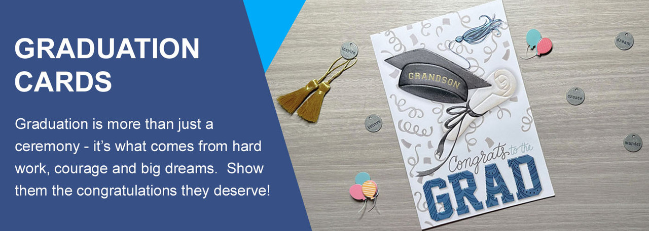 Graduating is a great accomplishment. Share some joy with our large selection of name brand graduation cards for kids, teens and adults. From preschool to college, master's degrees and more, you'll find the perfect card for any level of education.