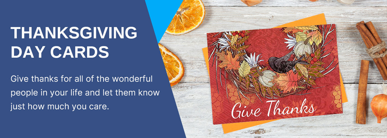 Show your thanks for the wonderful people in your life with a Thanksgiving card from one of our many name brands. Great cards for family, friends or anyone you appreciate. Show your thanks for the wonderful people in your life with a Thanksgiving card from one of our many name brands. Great cards for family, friends or anyone you appreciate.