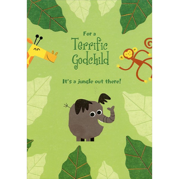 Jungle Animals Birthday Card for Godchild | PaperCards.com