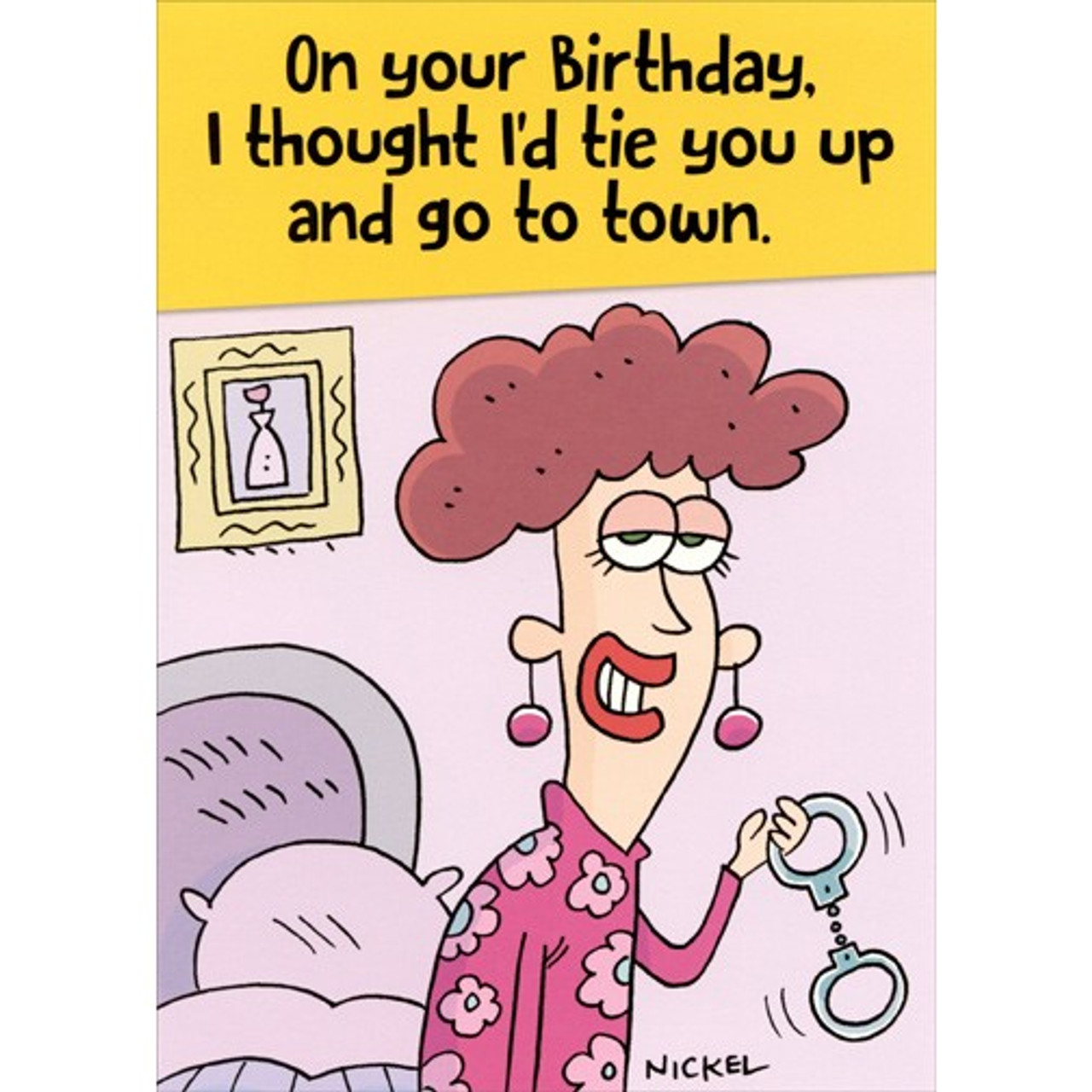 Woman with Handcuffs Funny Birthday Card | PaperCards.com