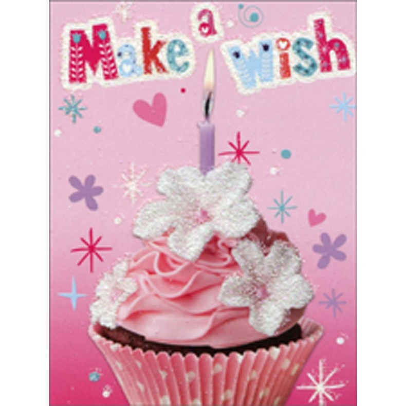Make a Wish Pink Cupcake Mini Blank Gift Enclosure Card For Girls