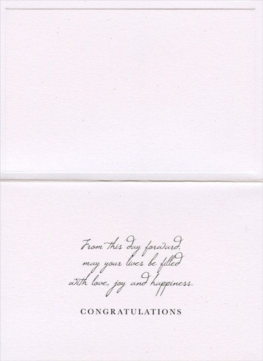 Gold Glitter Wedding Day on White Flowers Wedding Congratulations Card