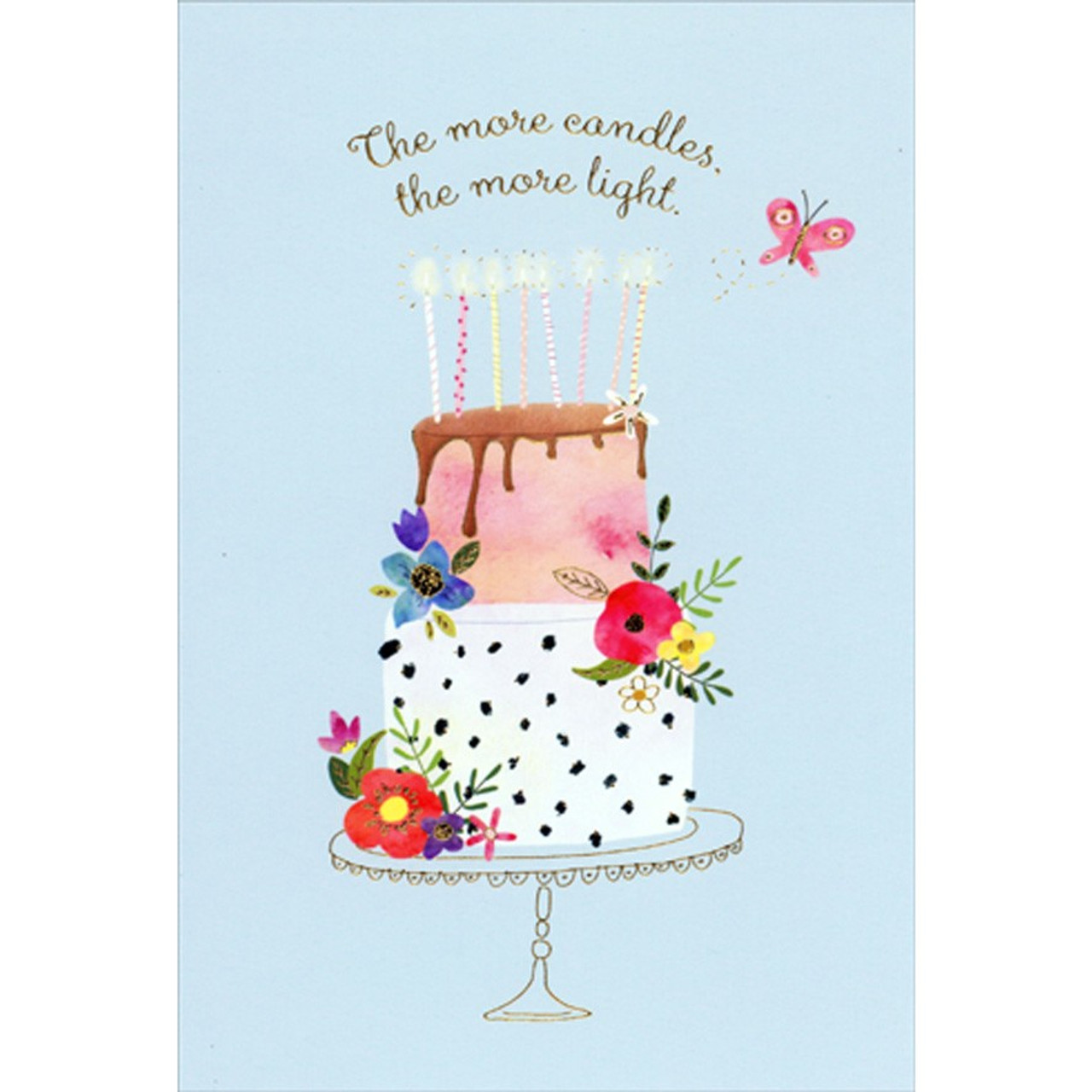 More Candles, More Light : Cake on Blue Card | PaperCards.com