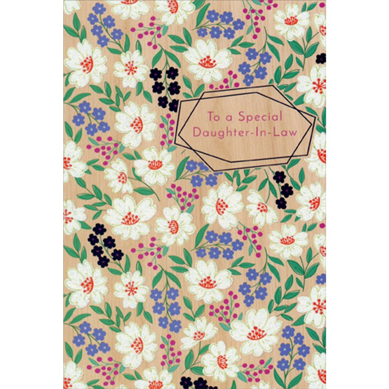 Shimmering White Daisies, Small Blue and Black Flowers Mother's Day Card for Daughter-In-Law | PaperCards.com shimmering-white-daisies-small-blue-and-black-flowers-mother-s-day-card-for-daughter-in-law-papercards-com