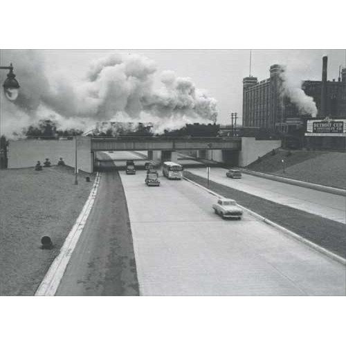 Train Over Freeway Historic Detroit Blank Note Card | PaperCards.com