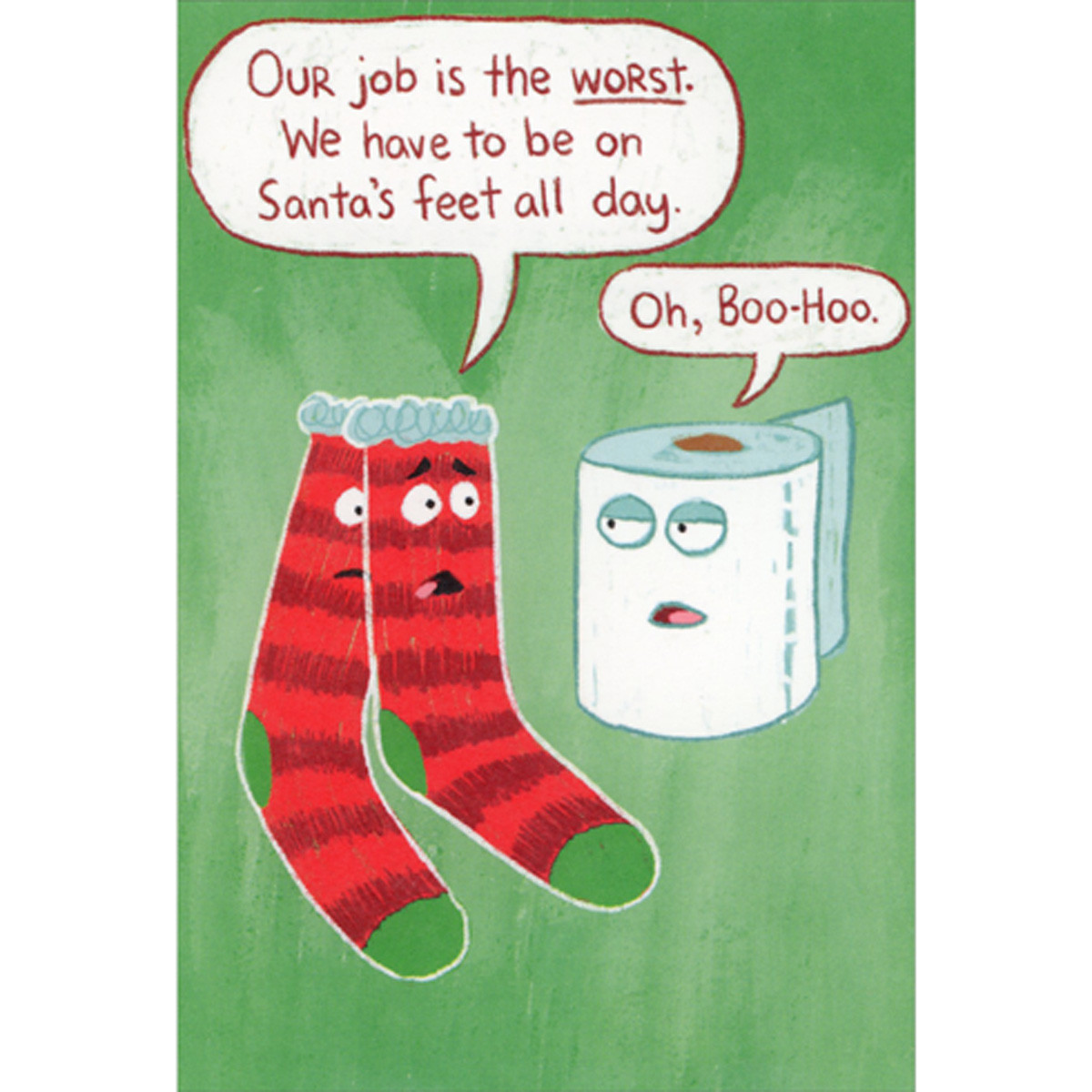 Santa's Socks and Toilet Paper Funny / Humorous Christmas Card