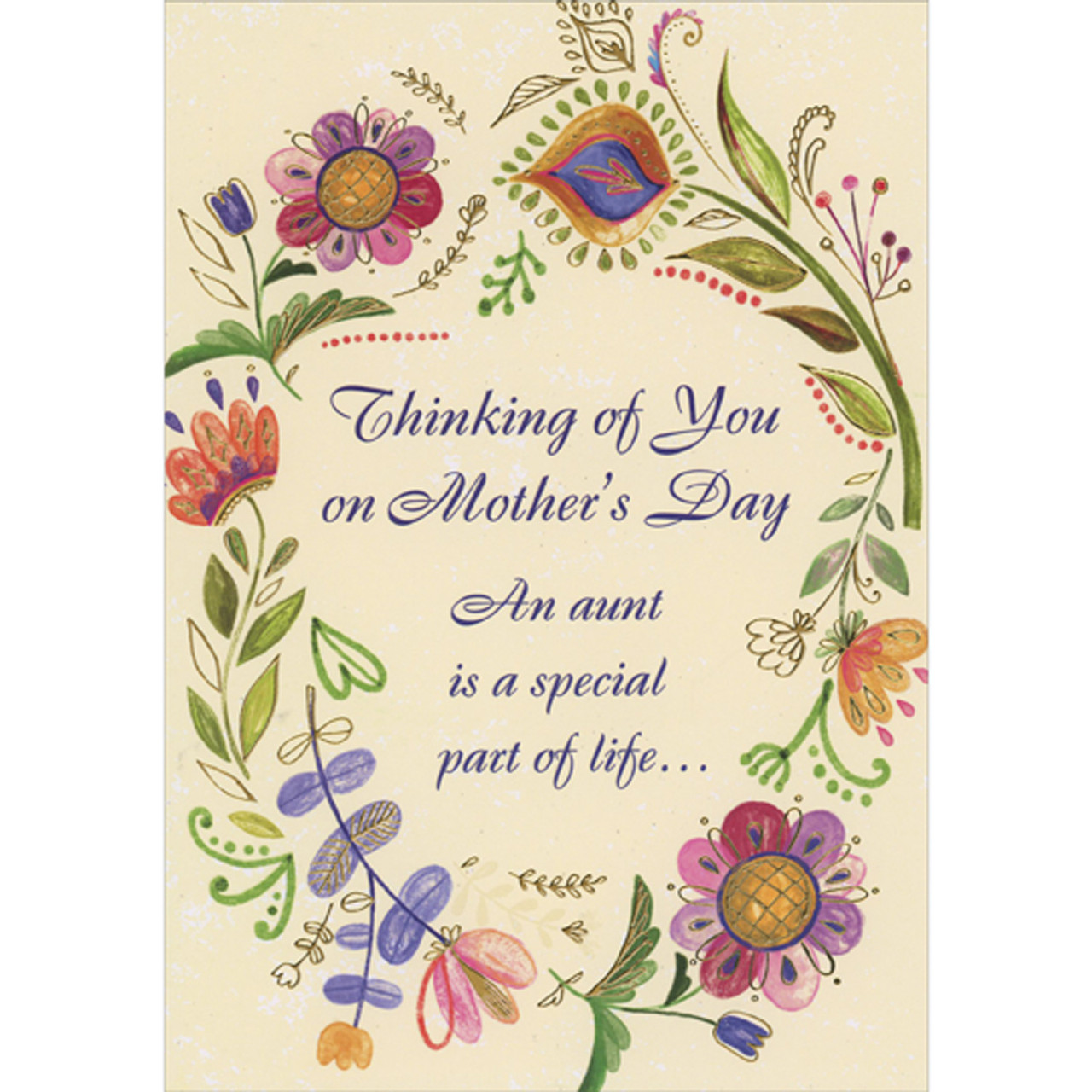 A Special Part of Life: Wreath of Orange, Red and Purple Flowers and Green Vines Mother's Day Card for Aunt | PaperCards.com a-special-part-of-life-wreath-of-orange-red-and-purple-flowers-and-green-vines-mother-s-day-card-for-aunt-papercards-com