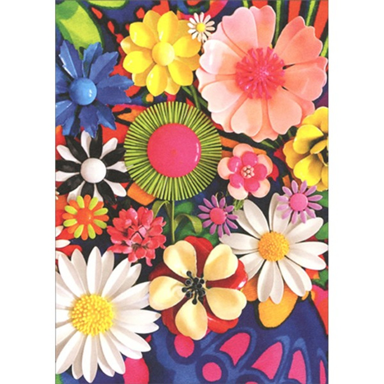 Colorful Flower Pins Blank Card