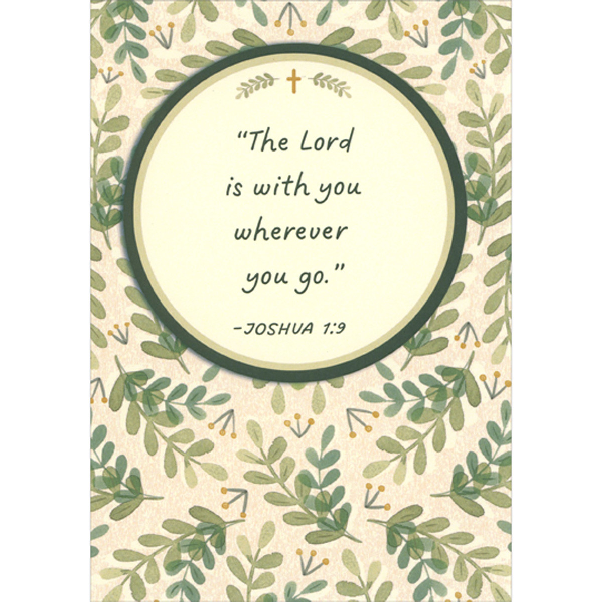 The Lord is With You Wherever You Go on Green Leafy Background 1st / First Communion Gift Card Holder Congratulations Card