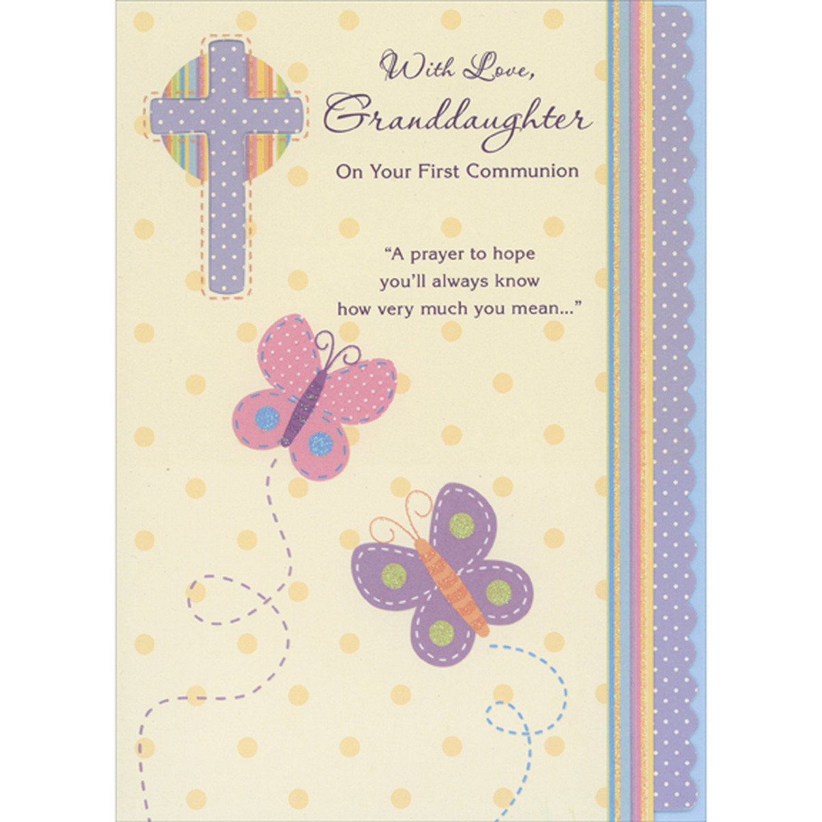 Pink and Purple Butterflies and Die Cut Cross Window with Polka Dots ...