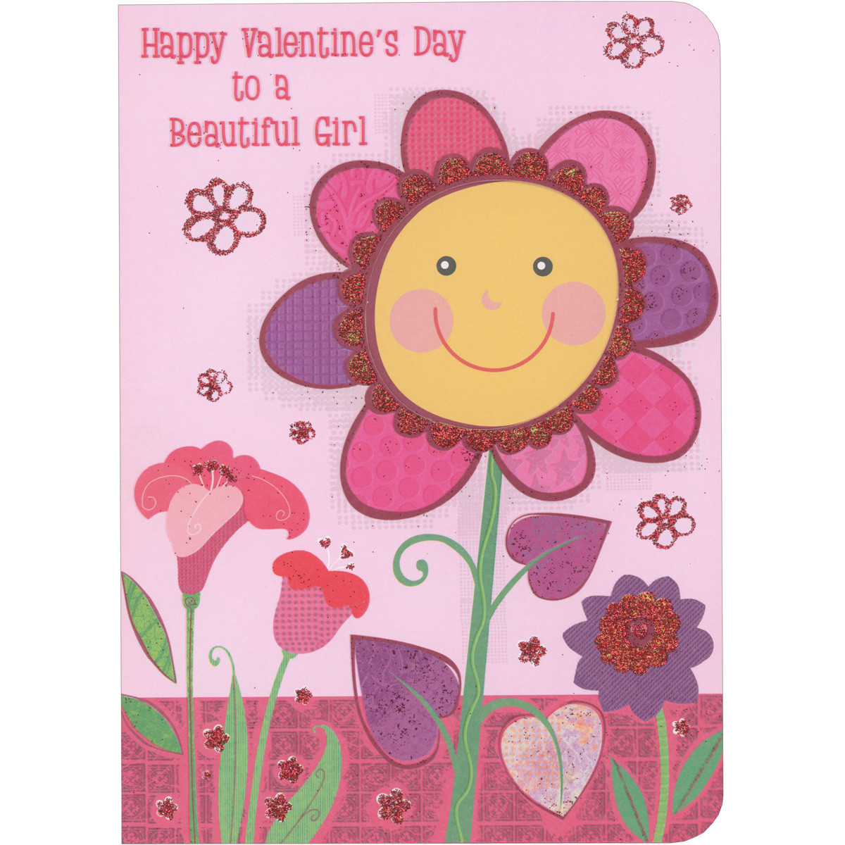 To a Beautiful Girl: Pink and Purple Flower with Die Cut Window