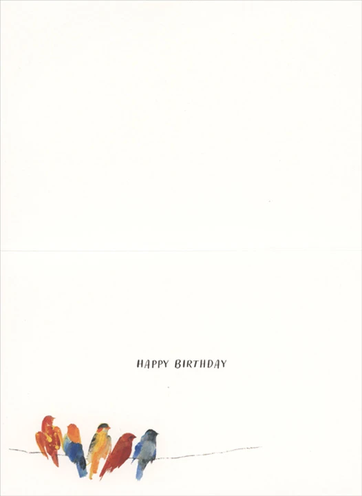 Watercolor Birds on Three Wires Birthday Card | PaperCards.com