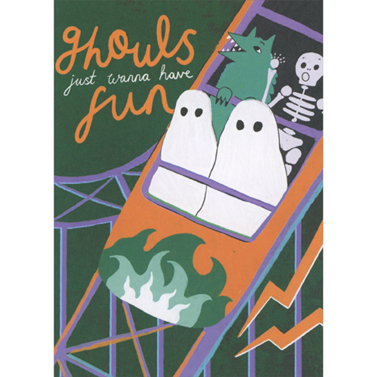 Ghouls Just Wanna Have Fun: Ghosts in Roller Coaster Halloween Card ...