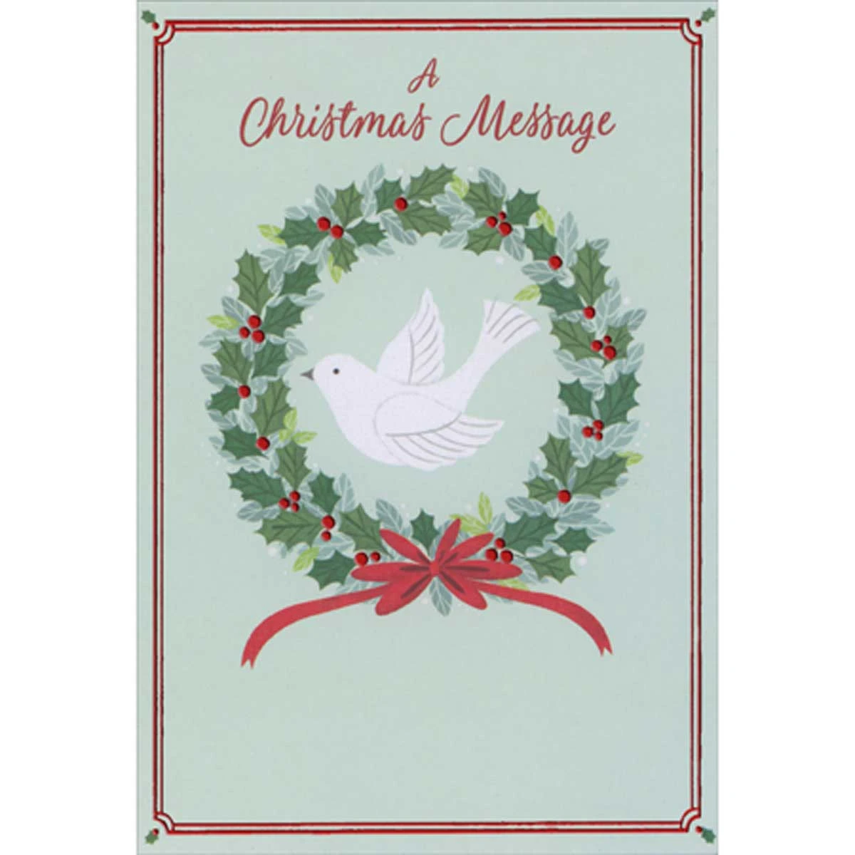 White Dove Inside Wreath: A Christmas Message Package of 8 Religious Christmas Cards