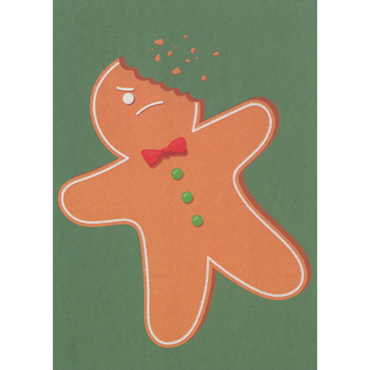 【入手困難品‼︎】【Man】 Man クリスマス カード Angry Ginger Bread Man With Bite in Head Funny / Humorous