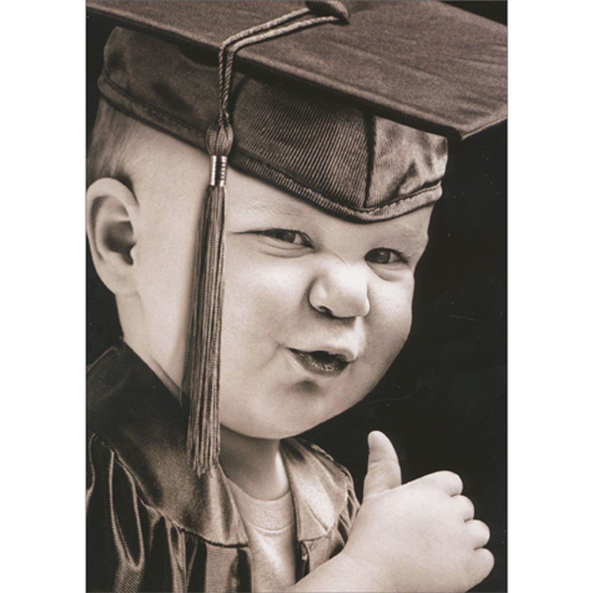Proud Baby Grad with Scrunched Up Face Giving Thumbs Up Congratulations ...
