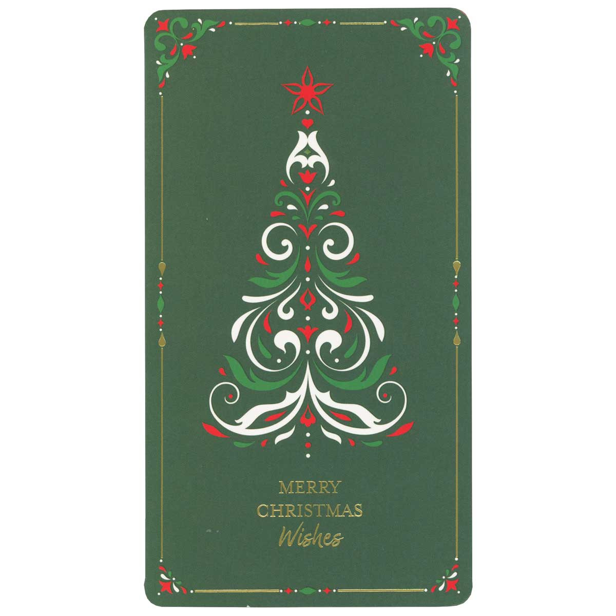 Tree with Red, Green and White Swirling Patterned Branches Money Holder Christmas Card