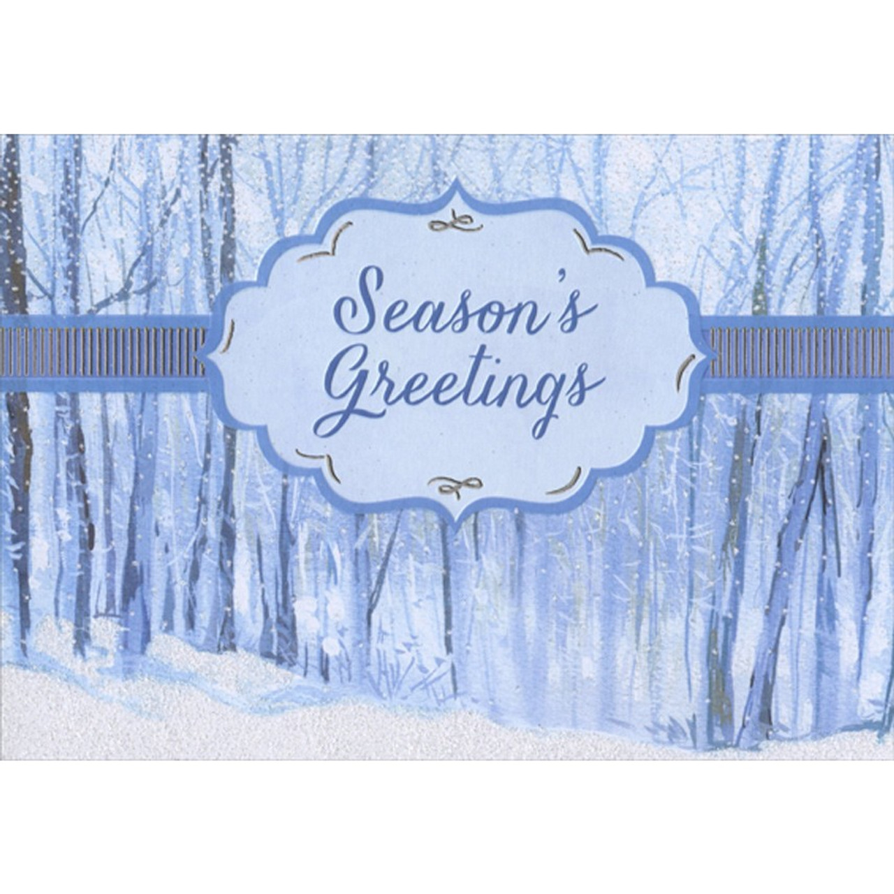 Season's　Winter　Greetings　of　18　Trees　in　Blue　Box　Christmas　Cards