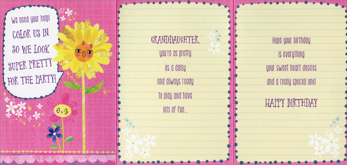 Juvenile Birthday Card Age 5 Granddaughter - 9 X 6 Inches - View #3