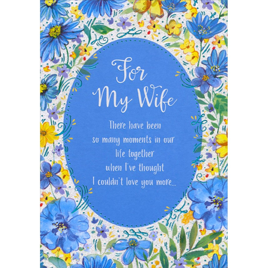 So Many Moments Blue, Yellow Flowers Wife Birthday Card