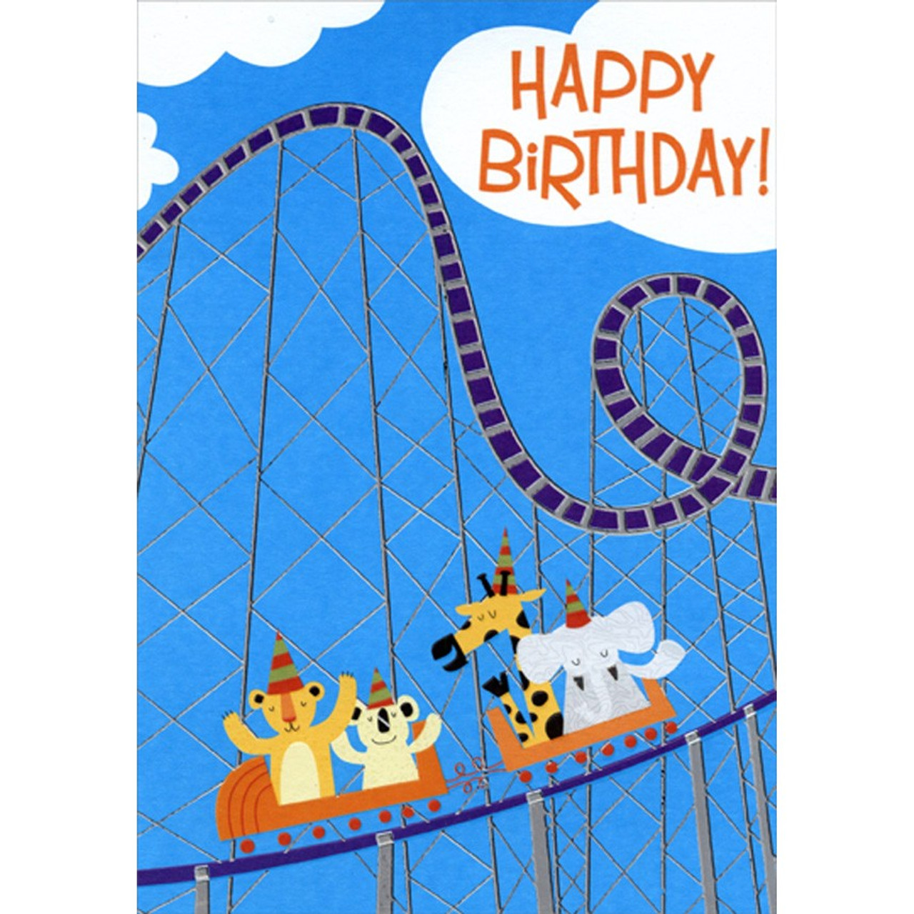 Lion Bear Giraffe Elephant on Roller Coaster Juvenile Birthday