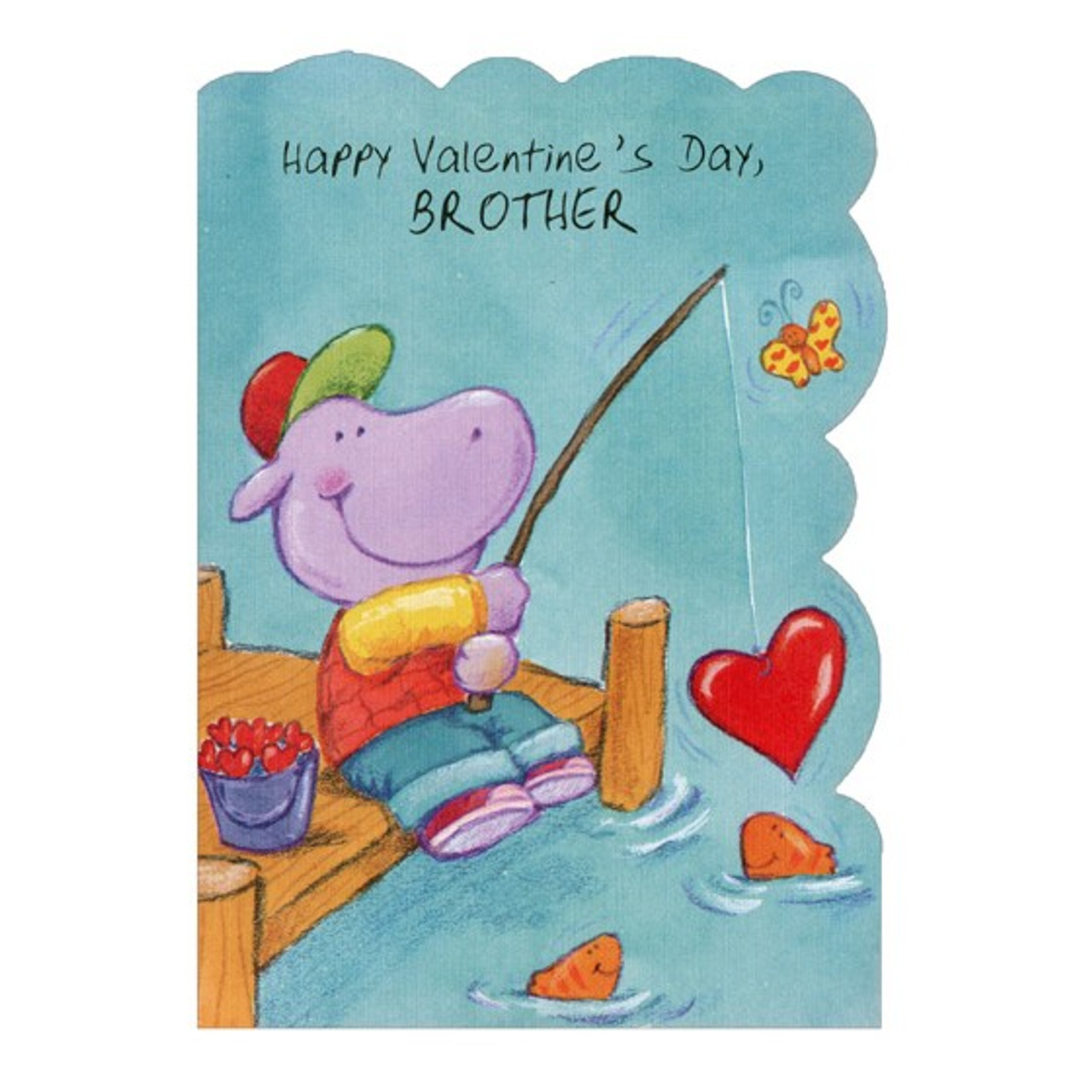 Freedom Greetings Hippo Fishing: Brother Valentine's Day Card