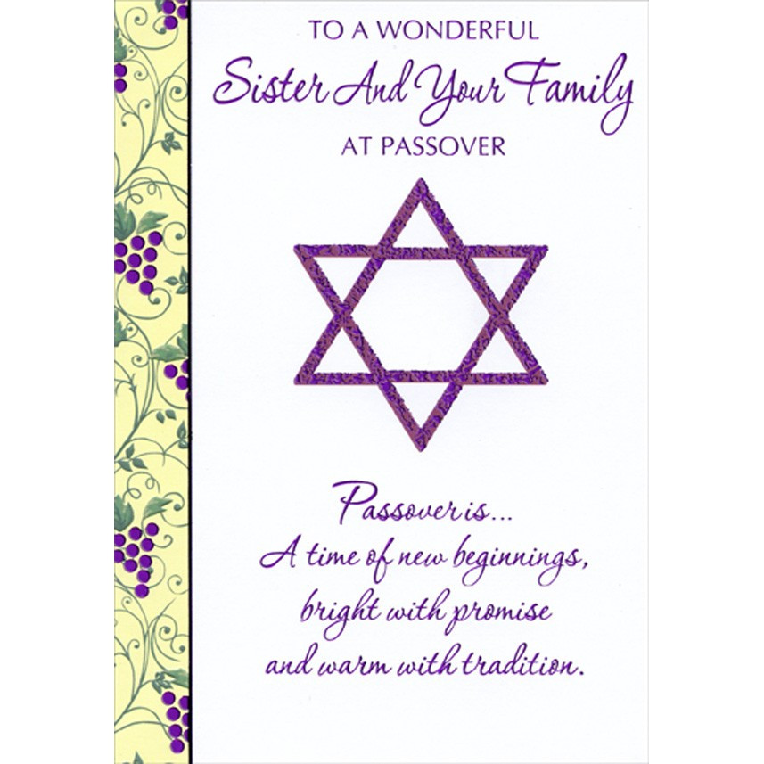 Purple Foil Star of David and Grapes : Sister and Family Passover Card ...