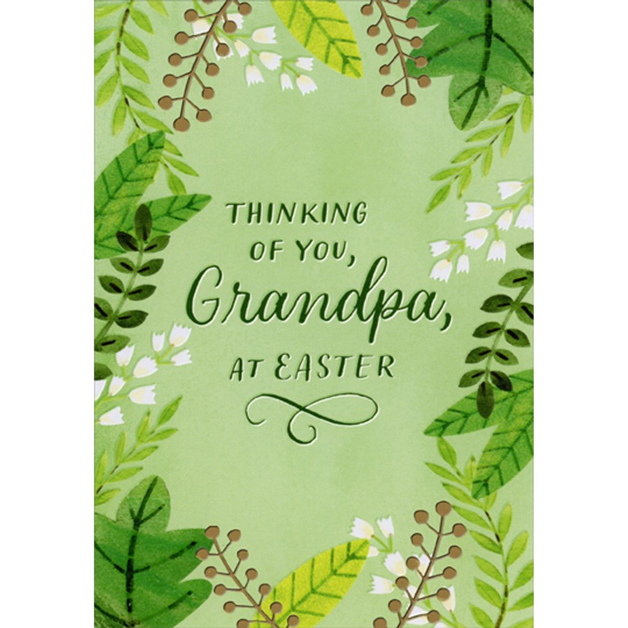 Green Vines and Leaves and Small Flowers on Light Brown Nephew Easter Card