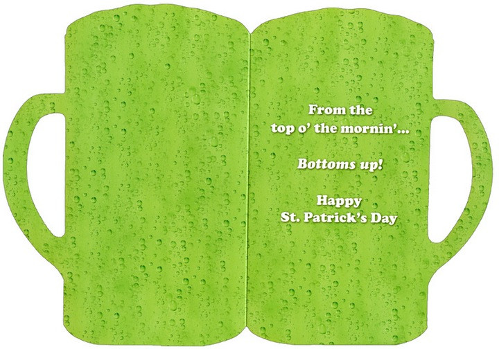 Green Beer Mug Die Cut St. Patrick's Day Card
