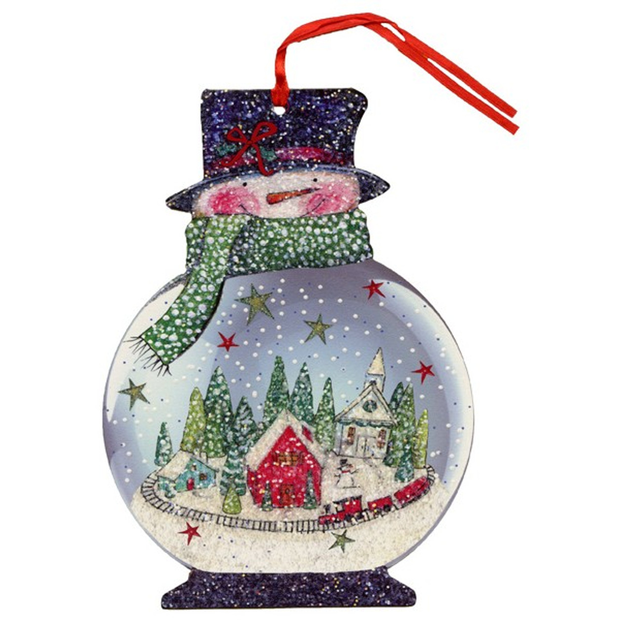 Snowman Snow Globe Glitter Keepsake Ornament Box of 12 Christmas Cards