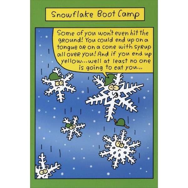 Snowflake Boot Camp Box of 12 Funny / Humorous Christmas Cards