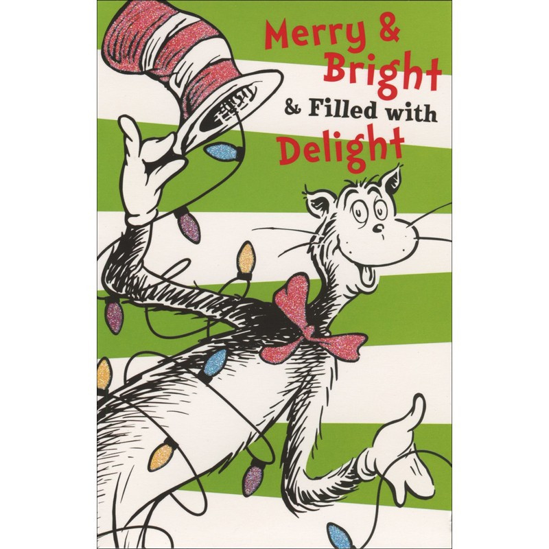 Cat in the Hat with Green Stripes Dr. Seuss Box of 12 Christmas Cards
