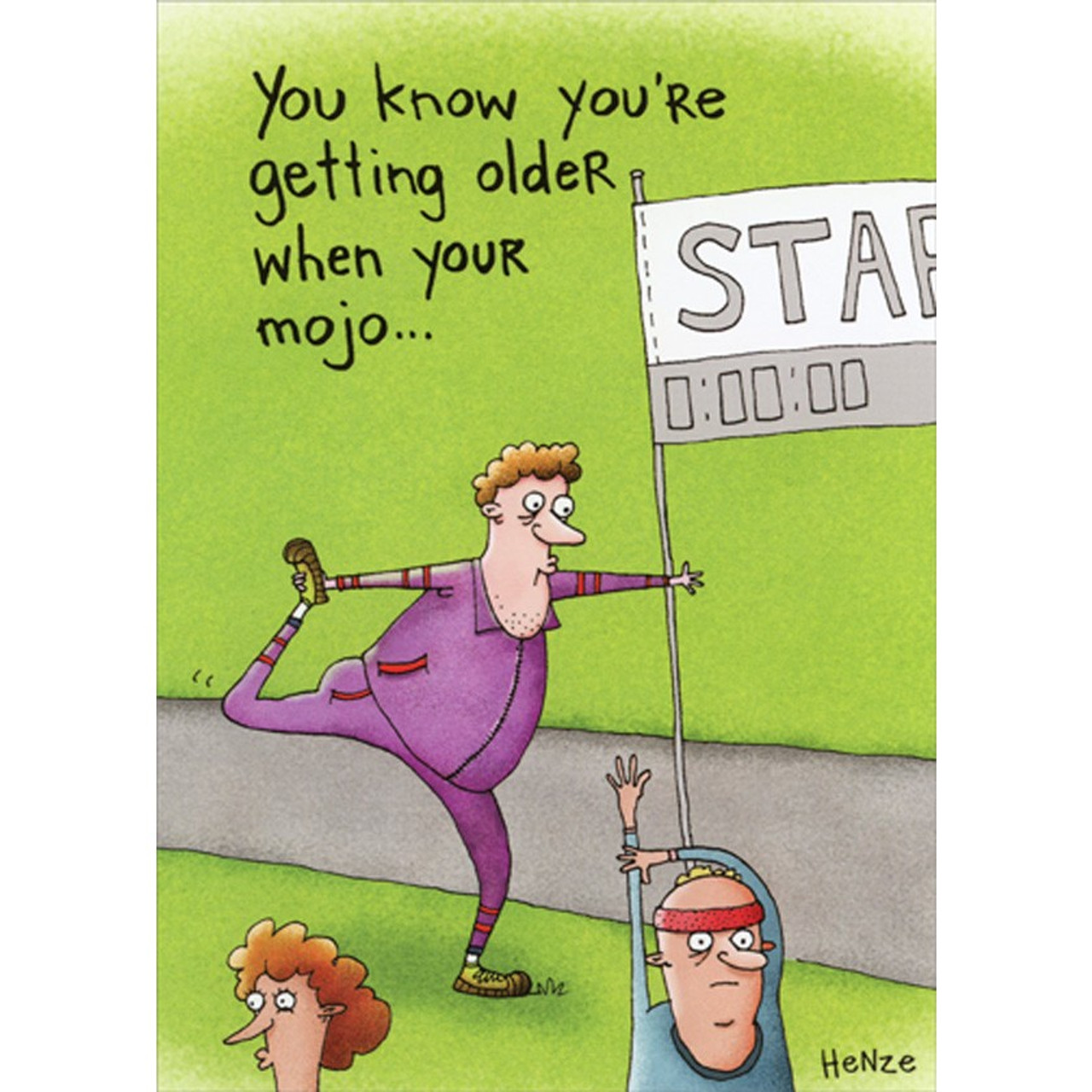 Runner Stretching at Start Line Humorous / Funny Birthday Card for Him ...