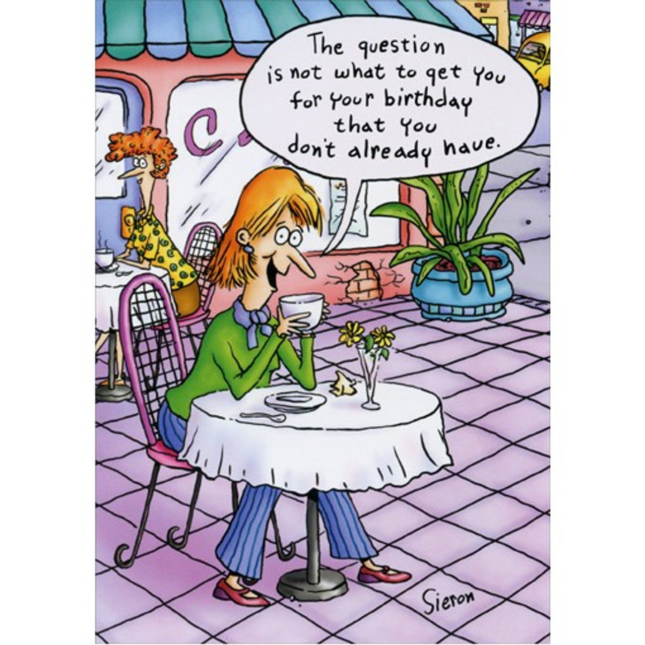 Woman at Table Funny / Humorous Birthday Card | PaperCards.com