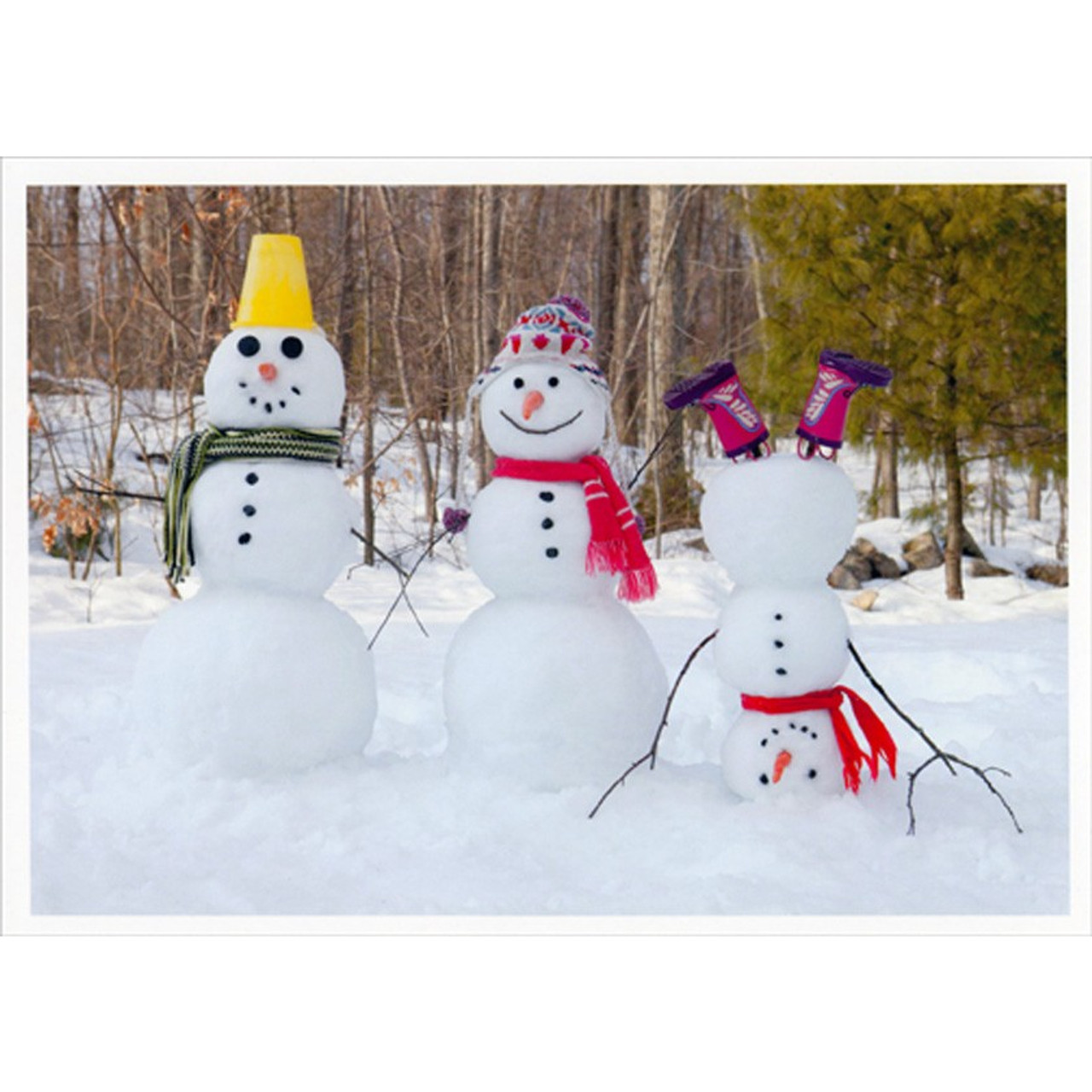 Three Snowmen : Upside Down Snowman Cute Christmas Card