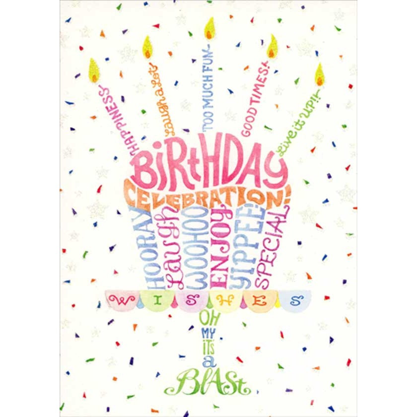 Birthday Celebration Words Cupcake Birthday Card