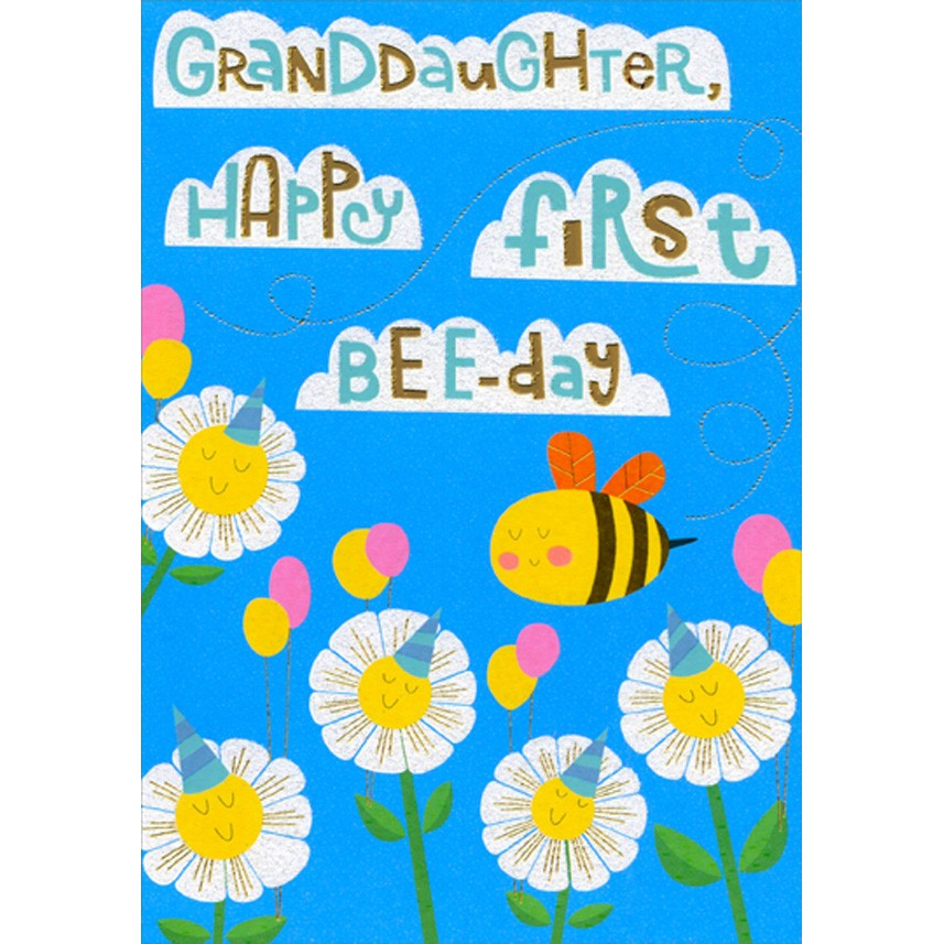 First Bee Day Juvenile 1st / First Birthday Card and Stickers for