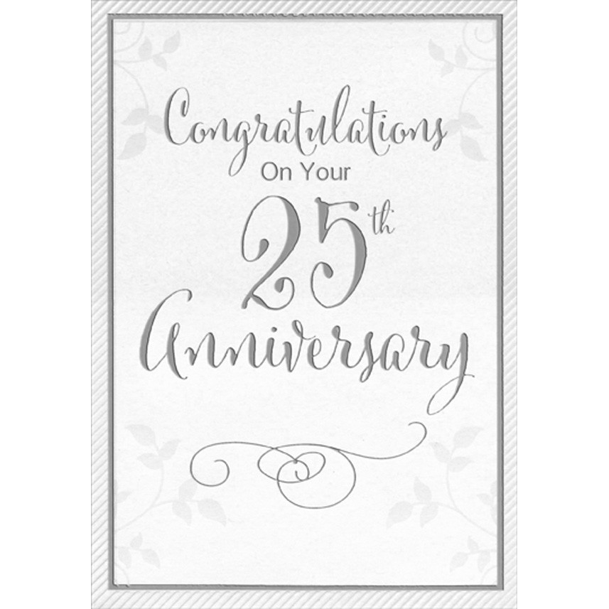 Silver Foil Script with Faint Spot UV Vines 25th TwentyFifth Formal