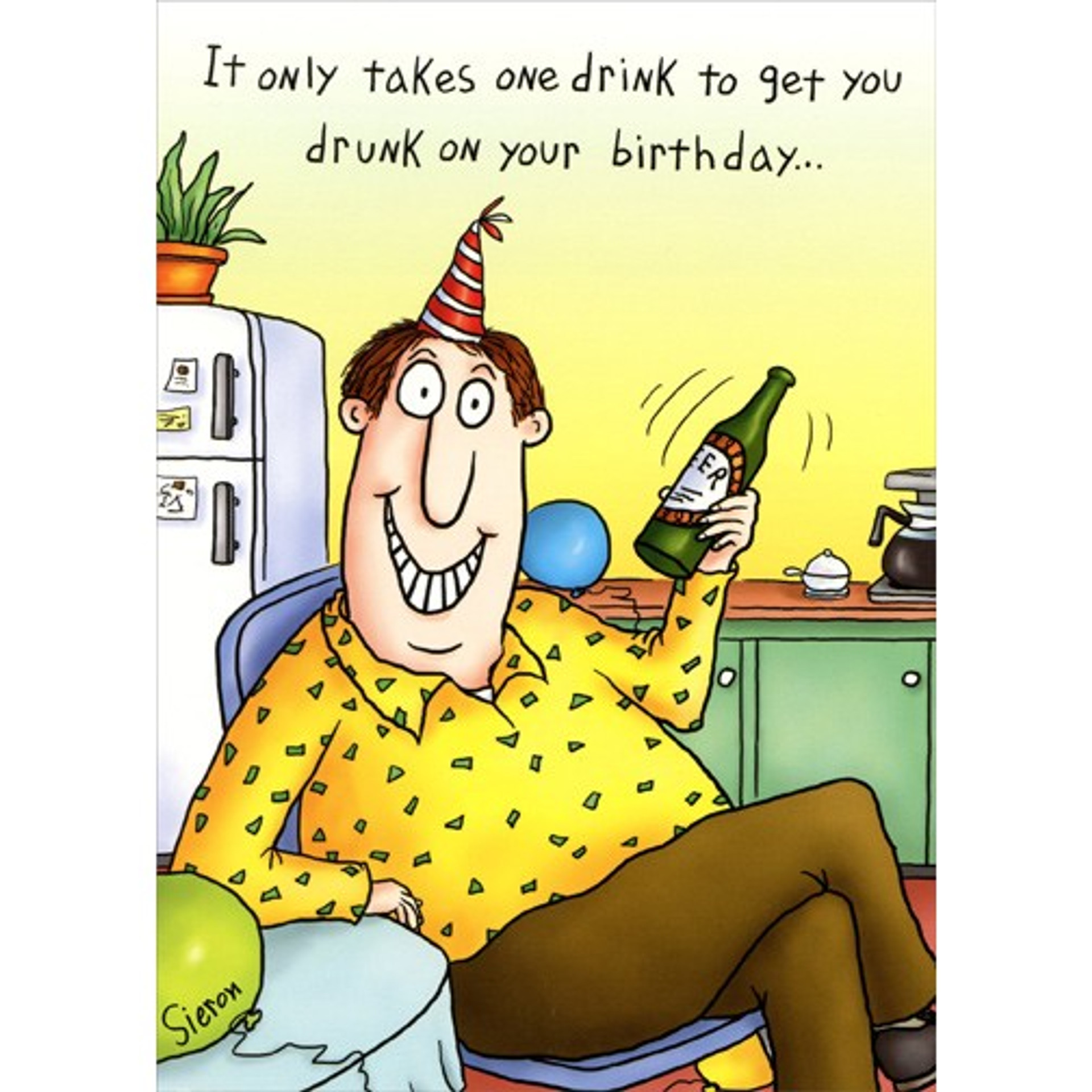 One Drink To Get You Drunk Funny Masculine Birthday Card | PaperCards.com