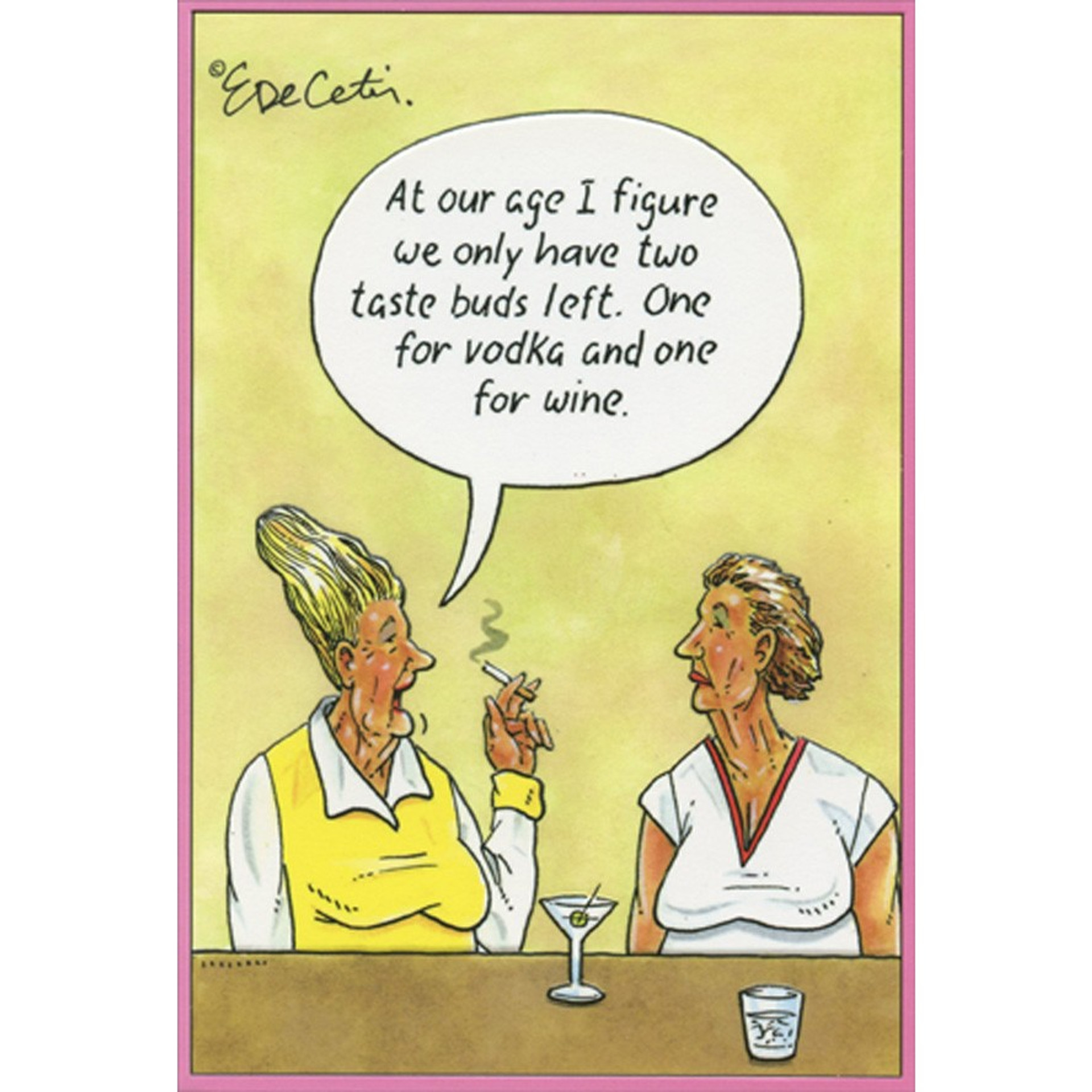 Taste Buds Vodka Wine Eric Decetis Funny Humorous Feminine Birthday Card For Her Woman 6814