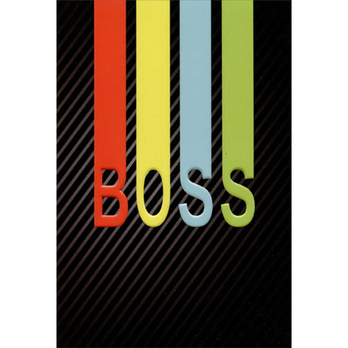 Red, Yellow, Blue and Green Stretched Letters Boss's Day Card from Group : Us : All : Employees: BOSS