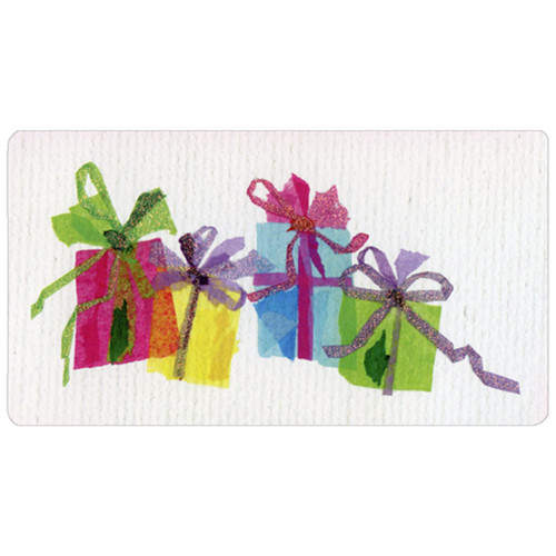 Pink, Yellow, Blue and Green Gift Boxes with Sparkling Bows Money Holder Christmas Card