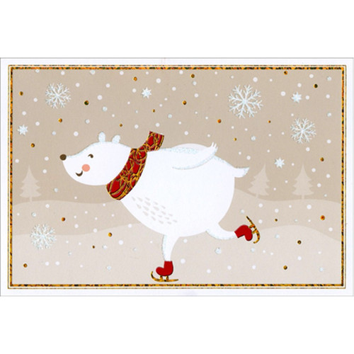 Skating Polar Bear Christmas Card
