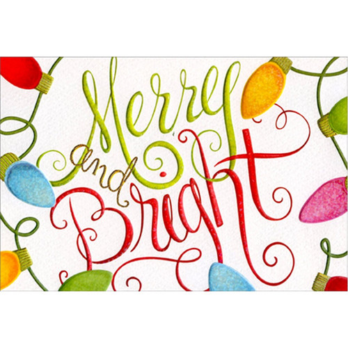 Merry and Bright String of Lights Christmas Card: Merry and Bright