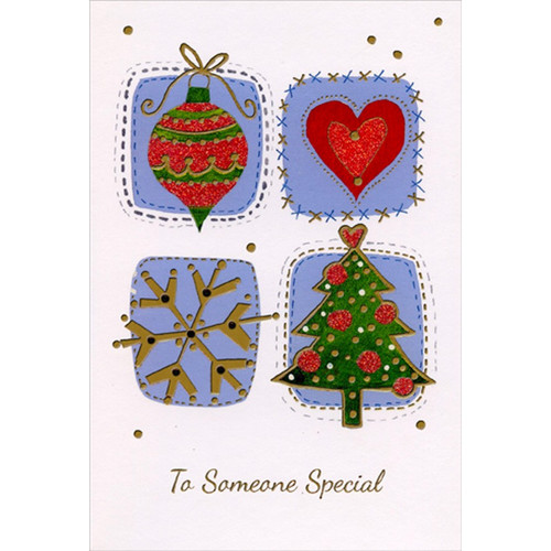 Christmas Icons : Ornament, Heart, Snowflake, Tree Christmas Card for Someone Special: To Someone Special