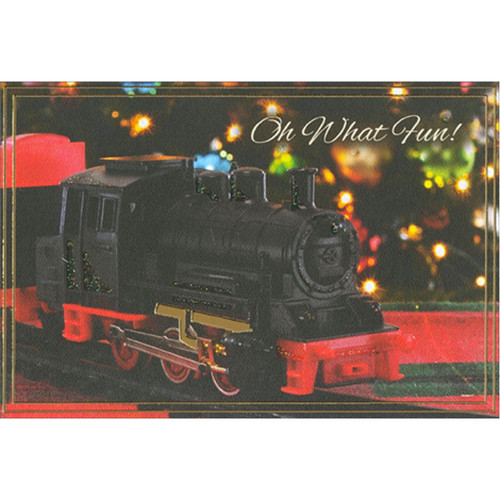 Black and Red Toy Train Grandson Christmas Card: Oh What Fun!